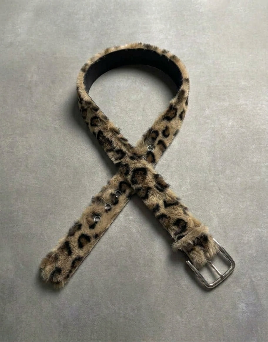 Original Cheetah Print Fur Belt