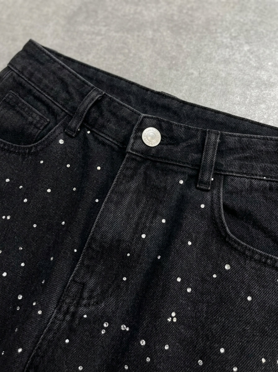 Black Starry Sky Rhinestone Jeans