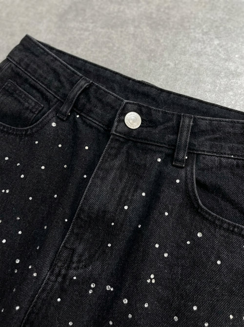 Black Starry Sky Rhinestone Jeans