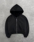Black Reversible Fur Zipup Hoodie
